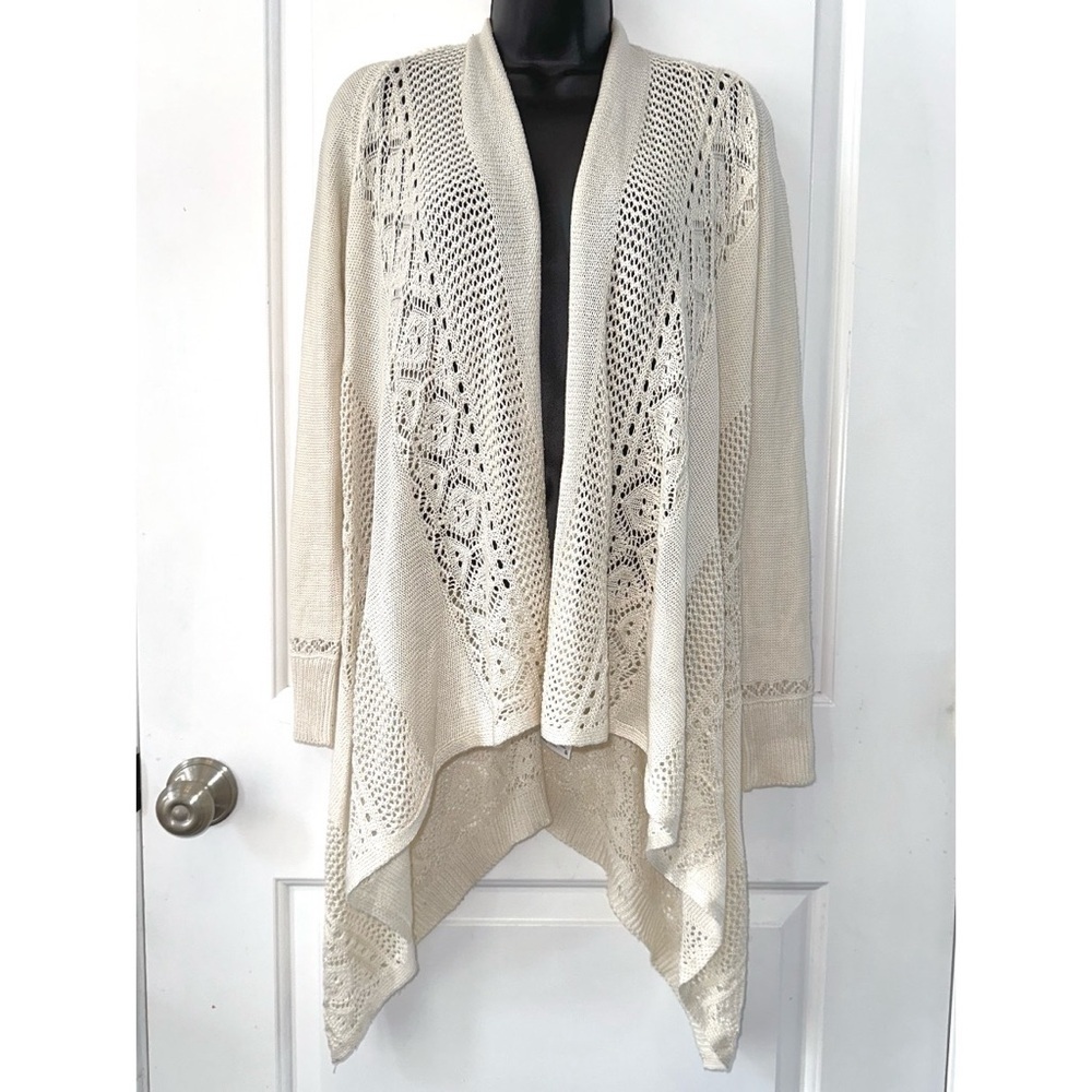 Knox Rose Cream Bohemian Sharkbite Cardigan Shawl